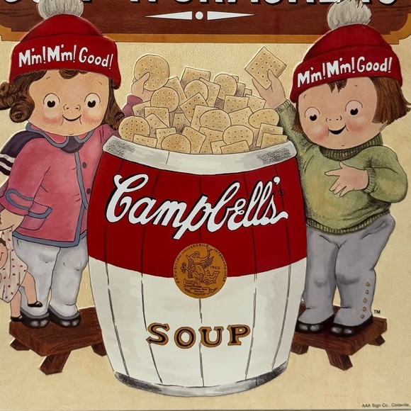 1993 Campbell’s Soup Metal Sign – Soup ’N Crackers Vintage Advertising Art - Picture 7 of 7